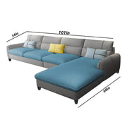 Francis 6 Seater Sofa Set for Living Room (Sky Blue Grey Fabric) Right Side Sofa
