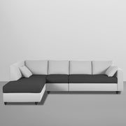 Dorian LHS 6 Seater L Shape Sofa Set for Living Room (Black Grey Fabric) Premium Fabric Sofa