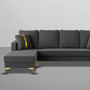 Casaliving Mandis LHS 4 Seater L Shape Sofa Set for Living Room (Black Fabric) Premium Fabric Sofa