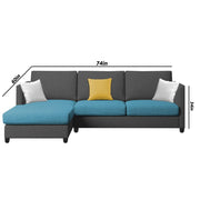Hanery 4 Seater L Shape Sofa Set for Living Room | Colour - Blue Black