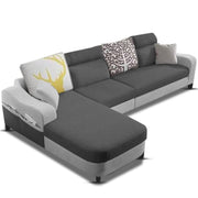 Amanda LHS 6 Seater L Shape,Sofa Set for Living Room (Black Grey Fabric)
