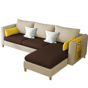 Asser RHS 4 Seater L Shape Sofa Set for Living Room (Cream Brown) Premium Fabric Sofa