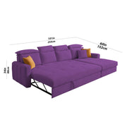 Gagnon LHS 6 Seater L Shape Corner Sofa Cum Bed for Living Room (Yellow Fabric) Premium Fabric Sofa