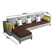 Asser LHS 6 Seater L Shape Sofa Set for Living Room (Brown Grey) Premium Fabric Sofa