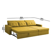 Casaliving Treshta 4 Seater LHS L - Shape Pull-Out Sofa Cum Bed with Storage Sofa for Living Room (Brown Fabric Color) Premium Fabric Sofa Set for Living Room Sofa Cum Bed