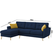 Lizel LHS 4 Seater L Shape Sofa Set with Center Table for Living Room (Blue Fabric) Premium Velvet Fabric Sofa