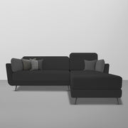 Arlond RHS 4 Seater L Shape Sofa Set for Living Room (Black Fabric) Premium Fabric Sofa