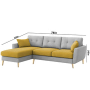 Lizel LHS 4 Seater L Shape Sofa Set with Center Table for Living Room (Yellow Grey Fabric) Premium Velvet Fabric Sofa
