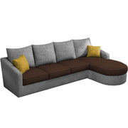 Shrank Round Lounger L Shape 6 Seater Sofa Set for Living Room (Brown Grey) Fabric Sofa | RHS