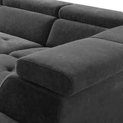 Elldona RHS 6 Seater Corner L Shape Sofa Set for Living Room (Black) Premium Fabric Sofa