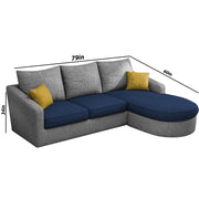 Shrank Round Lounger L Shape 4 Seater Sofa Set for Living Room (Blue Grey) Fabric Sofa | RHS