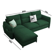 Andon 4 Seater L Shape Sofa Set for Living Room (Green Fabric) Left Side Sofa