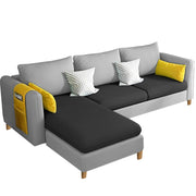 Asser LHS 4 Seater L Shape Sofa Set for Living Room (Black Grey) Premium Fabric Sofa