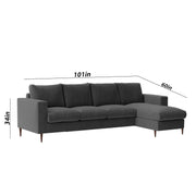 Charmi RHS 6 Seater L Shape Sofa Set for Living Room (Black Fabric) Premium Fabric Sofa