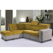 Nanzy 4 Seater L Shape Sofa Set for Living Room | Colour (Yellow Grey) Left Side