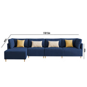 Salina LHS 6 Seater L Shape Sofa Set for Living Room (Black) Premium Fabric Sofa