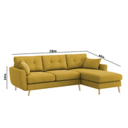 Lizel RHS 4 Seater L Shape Sofa Set for Living Room (Yellow Fabric) Premium Velvet Fabric Sofa