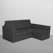 Megan RHS 4 Seater L Shaped Sofa Cum Bed for Living Room (Black Fabric) Premium Fabric Sofa