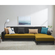 Casaliving Kaven LHS 4 Seater L Shape Sofa Set for Living Room (Black Fabric)