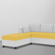 Blustin LHS 4 Seater L Shape Sofa Set for Living Room (Yellow Grey Fabric) Premium Fabric Sofa