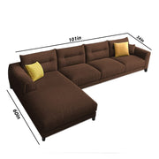 Hazer 6 Seater Sofa Set for Living Room (Brown Fabric) Left Side Sofa