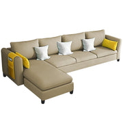 Asser LHS 6 Seater L Shape Sofa Set for Living Room (Cream) Premium Fabric Sofa