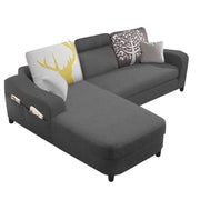 Amanda LHS 4 Seater L Shape,Sofa Set for Living Room (Black Fabric)