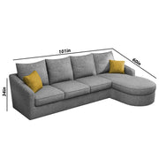 Shrank Round Lounger L Shape 6 Seater Sofa Set for Living Room (Grey) Fabric Sofa | RHS