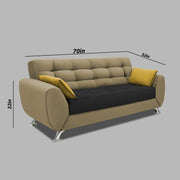 Leadown 3 Seater Sofa with Ottman for Living Room (Cream Black) Premium Fabric Sofa