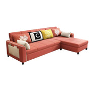 Denis 5 Seater L Shape Sofa Set for Living Room (Pink) Right Side