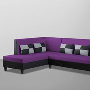 Nordy LHS 6 Seater L Shape Sofa Set for Living Room (Purple Black Colour) Premium Fabric Sofa Set