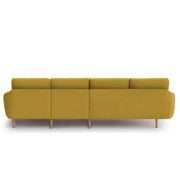Lizel LHS 6 Seater L Shape Sofa Set for Living Room (Yellow Fabric) Premium Velvet Fabric Sofa