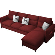 Andon 6 Seater L Shape Sofa Set for Living Room (Black Grey Fabric) Left Side Sofa