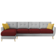 Lizel LHS 6 Seater L Shape Sofa Set for Living Room (Maroon Grey Fabric) Premium Velvet Fabric Sofa