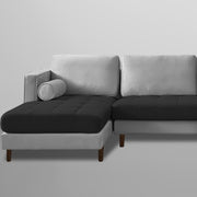 Casaliving Aezra LHS 4 Seater L Shape Sofa Set for Living Room (Black Grey Fabric) Premium Fabric Sofa