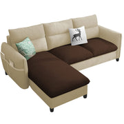 Andon 4 Seater L Shape Sofa Set for Living Room (Cream Brown Fabric) Left Side Sofa