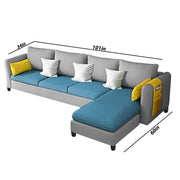 Asser RHS 6 Seater L Shape Sofa Set for Living Room (Turquise Grey) Premium Fabric Sofa
