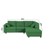 Dorian RHS 4 Seater L Shape Sofa Set for Living Room (Green Fabric) Premium Fabric Sofa