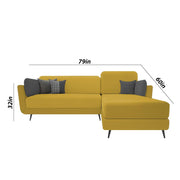 Arlond RHS 4 Seater L Shape Sofa Set for Living Room (Yellow Fabric) Premium Fabric Sofa
