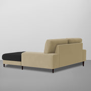 Latieo RHS 2 Seater Lounger L Shape Sofa Set for Living Room (Cream Black) Premium Fabric Sofa