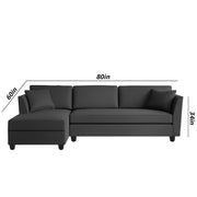 Casaliving Marvin LHS 4 Seater L Shape Sofa Set for Living Room (Black Fabric) Premium Fabric Sofa