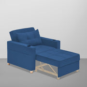 Casaliving Treshta Single Seater Sofa Cum Bed Sofa Set for Living Room (Blue Fabric -Colour Fabric) Premium Fabric Sofa Set