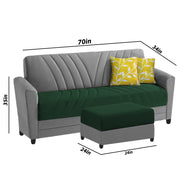 Francis 3 Seater Sofa Set with Ottoman for Living Room (Green Grey) Fabric