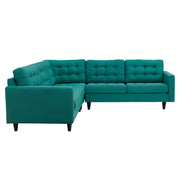 Adonway 6 Seater L Shape Sofa Set with Center Table for Living Room (Teal) Premium Fabric Sofa