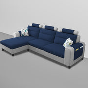 Lanorome LHS 4 Seater L Shape Sofa Set for Living Room- (Blue Grey) Premium Fabric Sofa
