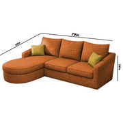 Shrank Round Lounger L Shape 4 Seater Sofa Set for Living Room (Orange) Fabric Sofa | LHS