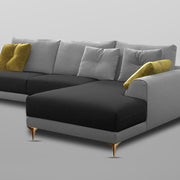 Viva RHS 6 Seater L Shape Sofa Set for Living Room (Black Grey) Premium Fabric Sofa