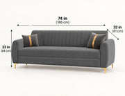 Casaliving Signaturemodel Velure 3 Seater Sofa Set | sued Velvet Fabric| 40D Foam + Zigzag Spring | 3-Yr Warranty (Black Colour)
