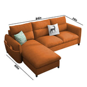 Andon 4 Seater L Shape Sofa Set for Living Room (Orange Fabric) Left Side Sofa