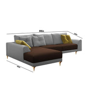 Viva LHS 6 Seater L Shape Sofa Set for Living Room (Brown Grey) Premium Fabric Sofa